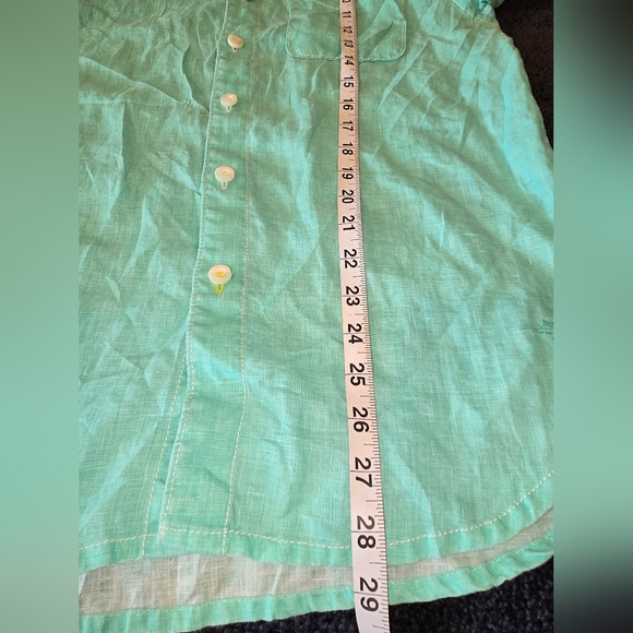 Tommy Bahama Womens 100% Linen Long Sleeve Blouse Small Green Button Up Collared - Picture 7 of 11